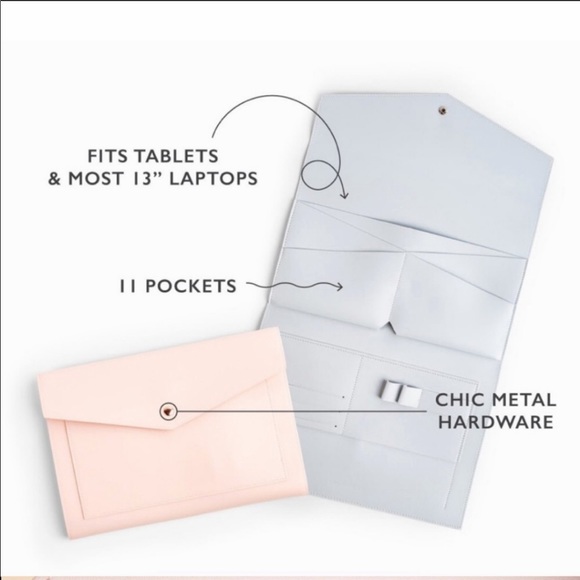 Glass Ladder & Co Megan Pink Portfolio Clutch New - Picture 3 of 16